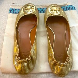 Tory Burch Gold Reva flats Size 10